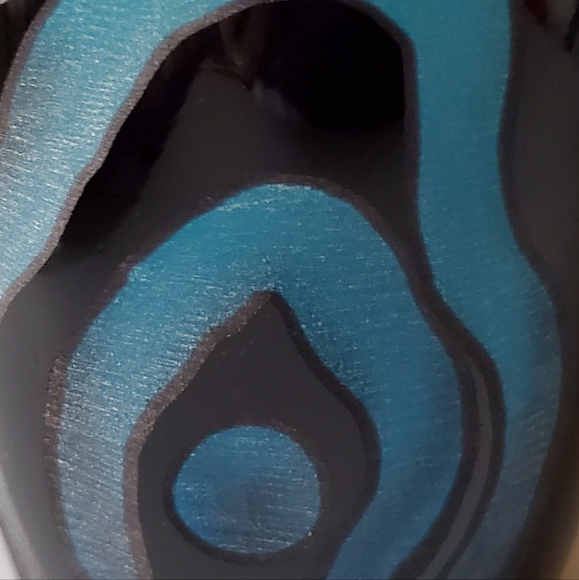 Dramatic Modern Cut To Vibrant Blue 11 1/2" Black Thick Crystal Vase Gorgeous 😍 - Picture 8 of 15